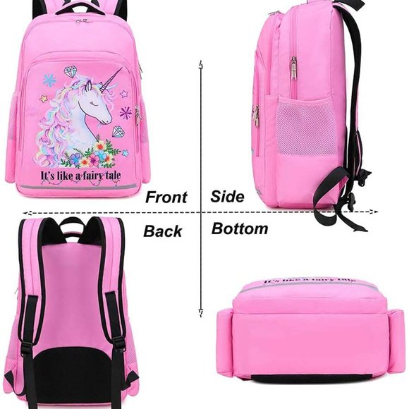 New Girls Backpack Kids Elementary Bookbag Girly School Bag with Insulated Lunch - Picture 4 of 16